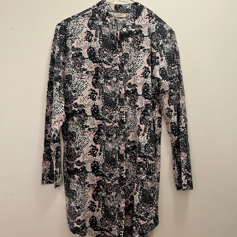 Animal Print Button-Up Blouse